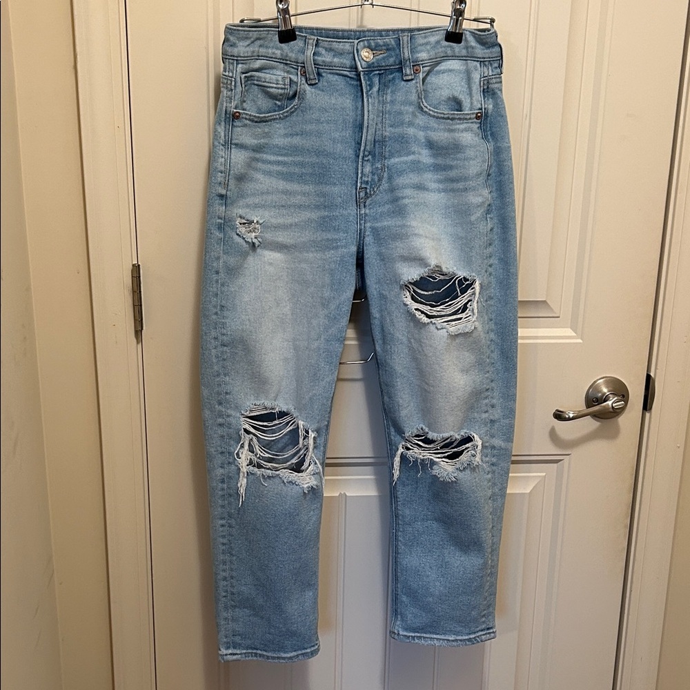 American Eagle Ripped Light Blue X-Short Size 6 Jeans